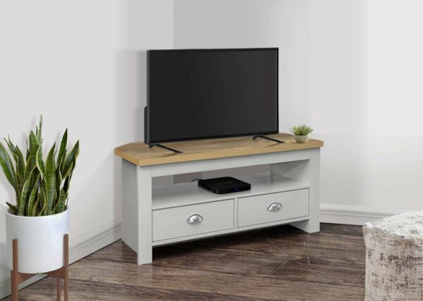 Cullercoats Corner TV Unit | Grey & Oak