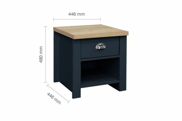 Cullercoats 1 Drawer Lamp Table | Bedside Table | Navy Blue & Oak