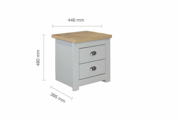 Cullercoats 2 Drawer Bedside | Grey & Oak