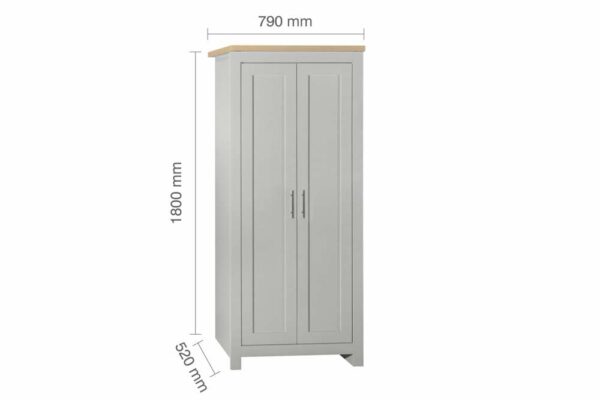Cullercoats 2 Door Wardrobe | Grey & Oak