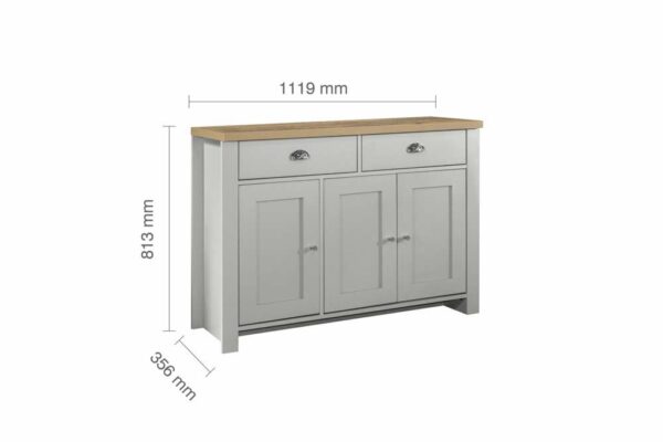Cullercoats 3 Door 2 Drawer Sideboard | Grey & Oak