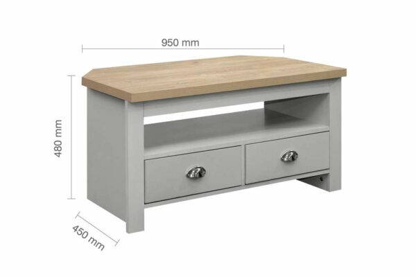 Cullercoats Corner TV Unit | Grey & Oak