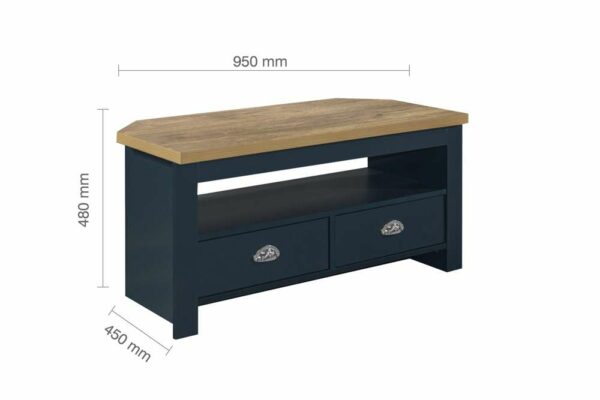 Cullercoats Corner TV Unit | Navy Blue & Oak