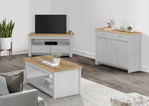 Cullercoats Corner TV Unit | Grey & Oak