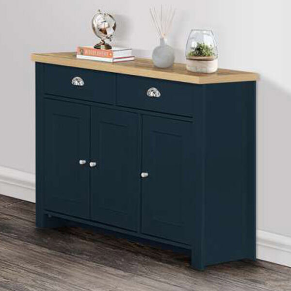 Cullercoats 3 Door 2 Drawer Sideboard | Navy Blue & Oak