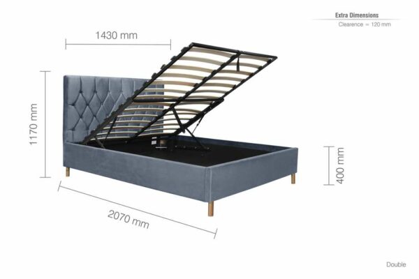 Paisley Double Ottoman Bed | Grey