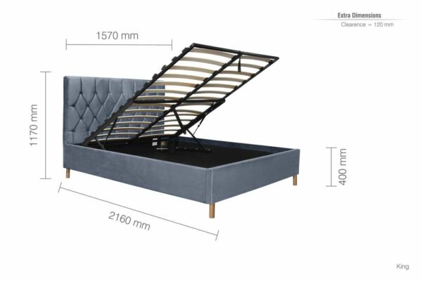 Paisley King Ottoman Bed | Grey