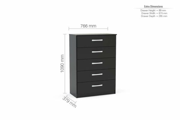 Bali 5 Drawer Chest | Black