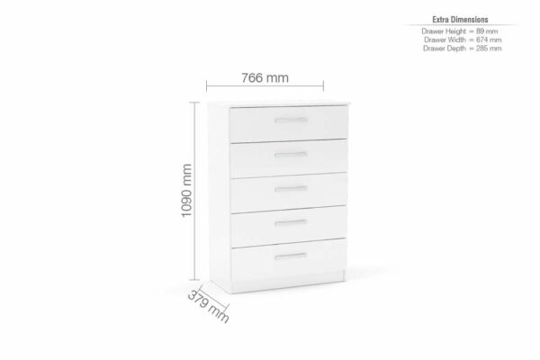 Bali 5 Drawer Chest | White