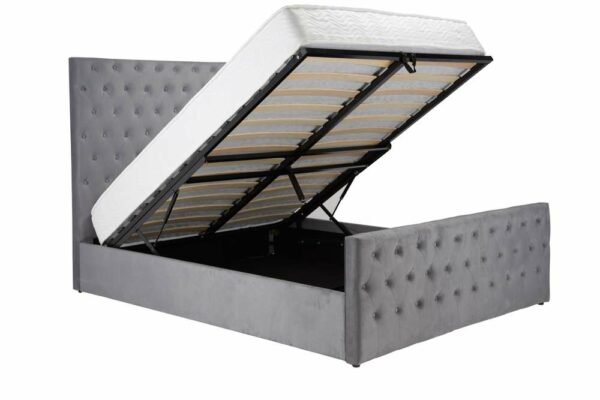 Peebles King Ottoman Bed | Grey