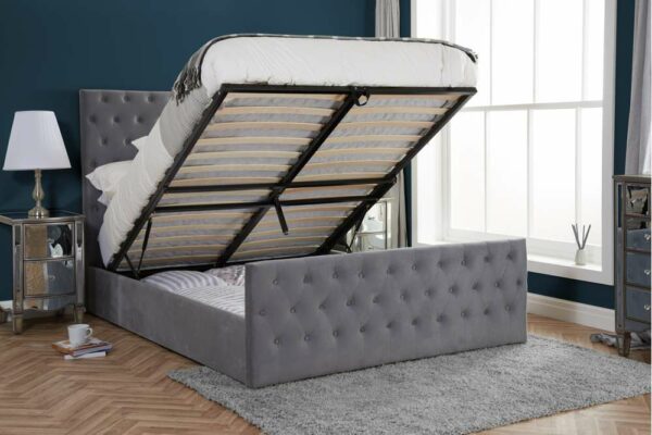Peebles King Ottoman Bed | Grey