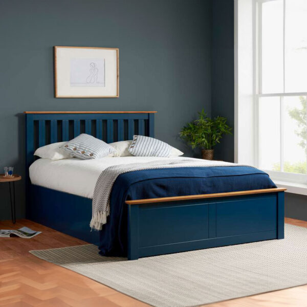 Denbeigh King Ottoman Bed | Navy Blue
