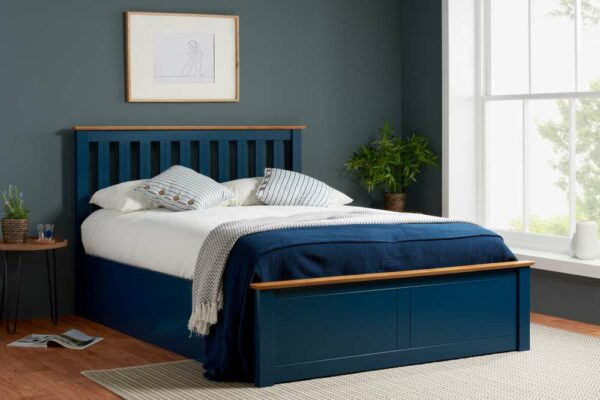 Denbeigh King Ottoman Bed | Navy Blue