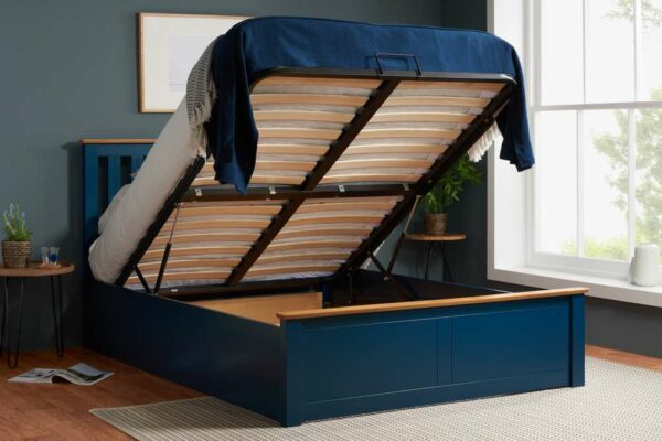 Denbeigh King Ottoman Bed | Navy Blue