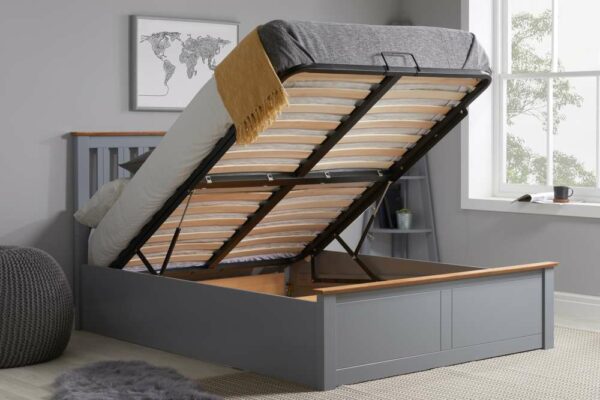 Denbeigh Small Double Ottoman Bed | Stone Grey
