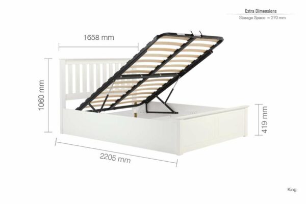 Denbeigh King Ottoman Bed | White