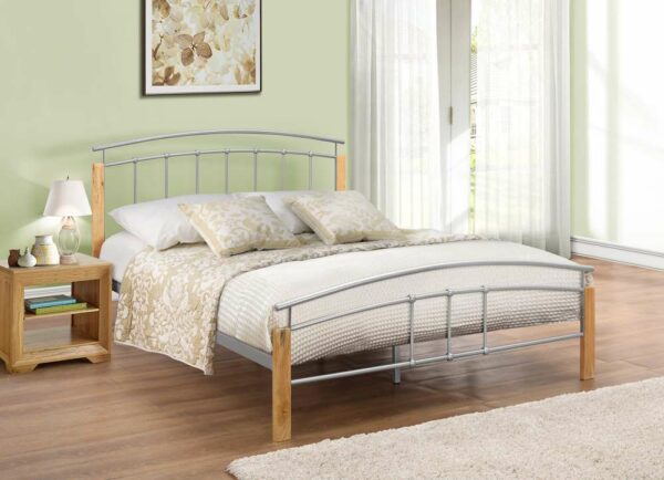 Enfield Small Double Bed | Beech & Silver