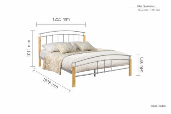 Enfield Small Double Bed | Beech & Silver