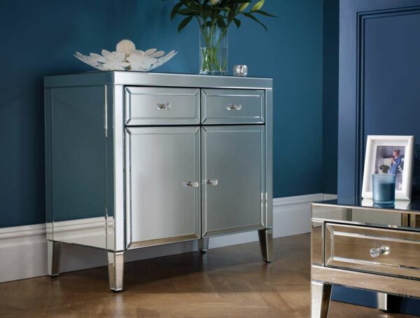 Silver Rugeley 2 Drawer 2 Door Sideboard | Mirrored