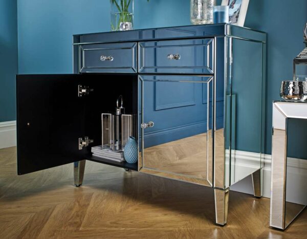 Silver Rugeley 2 Drawer 2 Door Sideboard | Mirrored