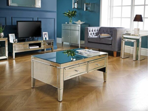 Silver Rugeley 2 Drawer 2 Door Sideboard | Mirrored