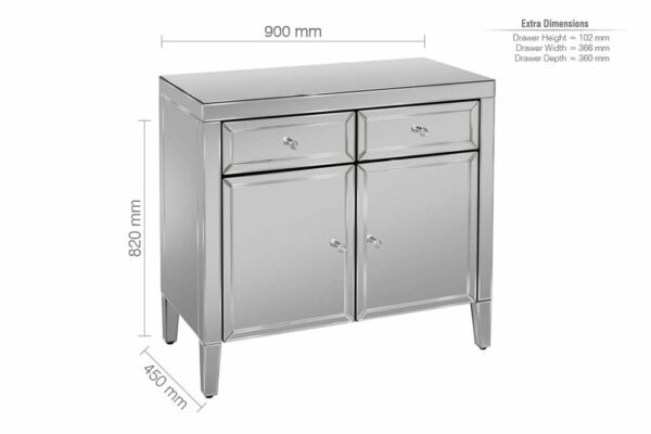 Silver Rugeley 2 Drawer 2 Door Sideboard | Mirrored