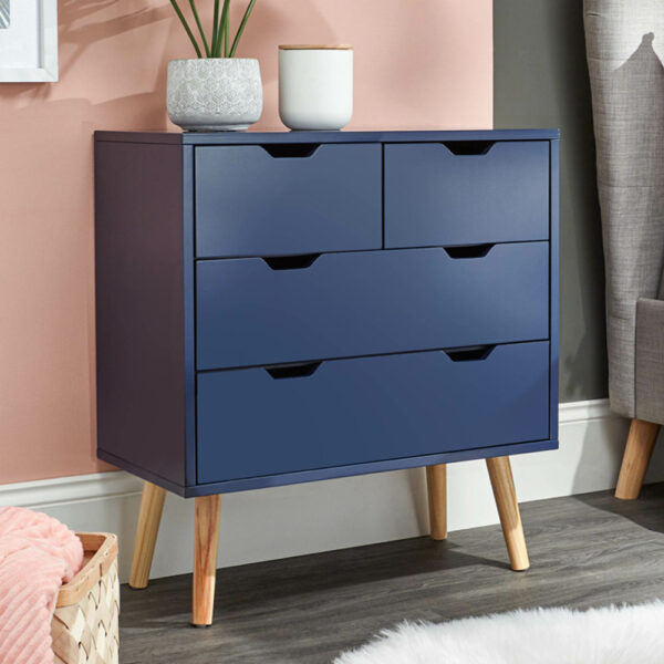 Blue Kathmandu 2 Over 2 Chest Of Drawers | Nightshadow | Self Assembly