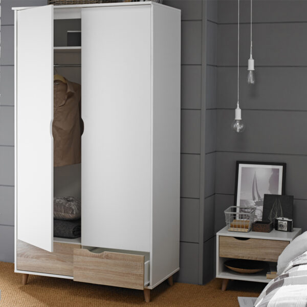 Bayswater 2 Door Wardrobe | White | Oak