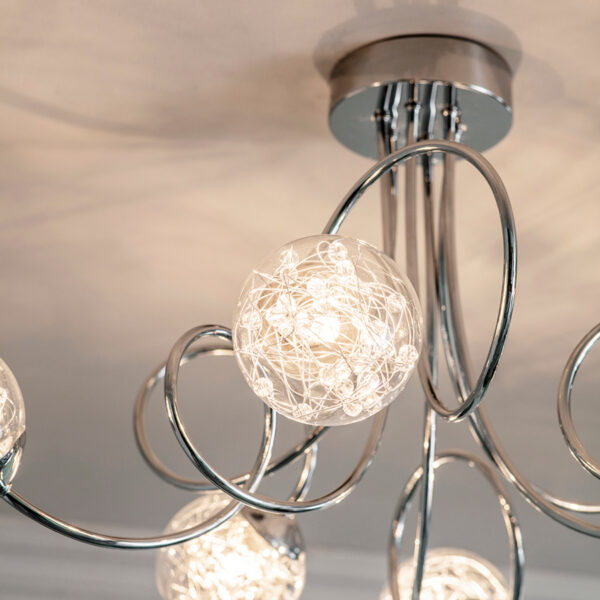 Chrome Auria 6 Ceiling Light
