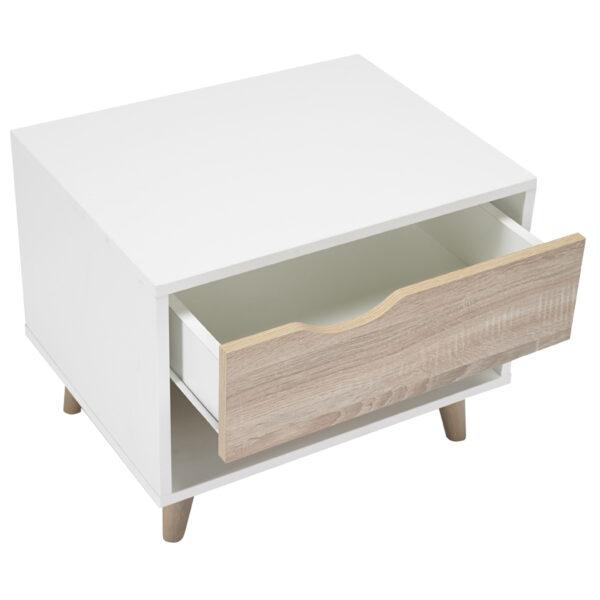 Bayswater 1 Drawer Bedside | White | Oak | Self Assembly