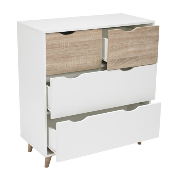Bayswater 4 Drawer Chest | White | Oak | Self Assembly