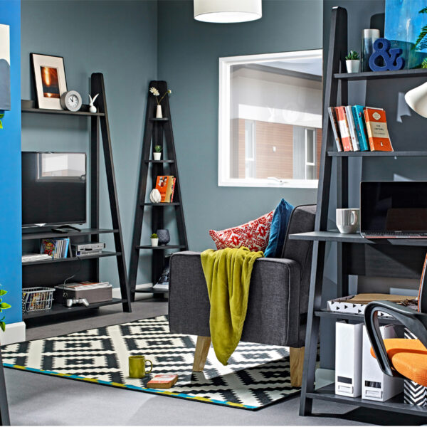 Crossharbour Corner Ladder Shelving | Black