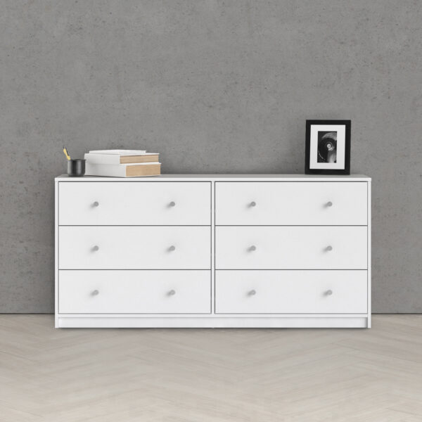 Elegance Chest of 6 Drawers (3+3) in White | Self Assembly