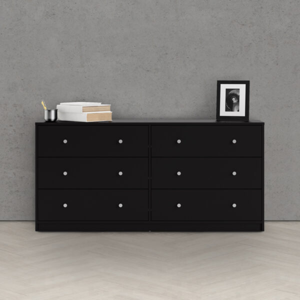 Elegance Chest of 6 Drawers (3+3) in Black | Self Assembly