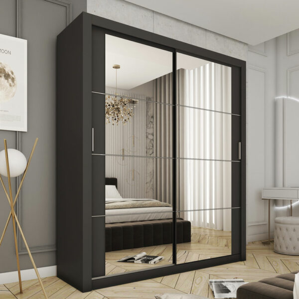 Durango 181cm  Sliding Door Wardrobe | Matte Black