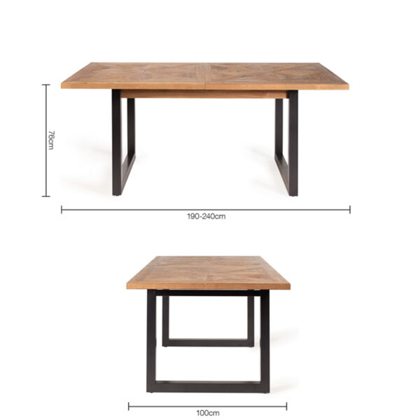 Calgary 6-8 Seat Extending Dining Table & 6 Petrol Blue Velvet Fabric Chairs | 190 - 240cm