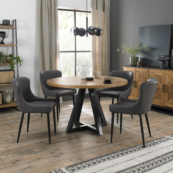 Calgary 4 Seater Dining Table & 4 Dark Grey Faux Leather Chairs