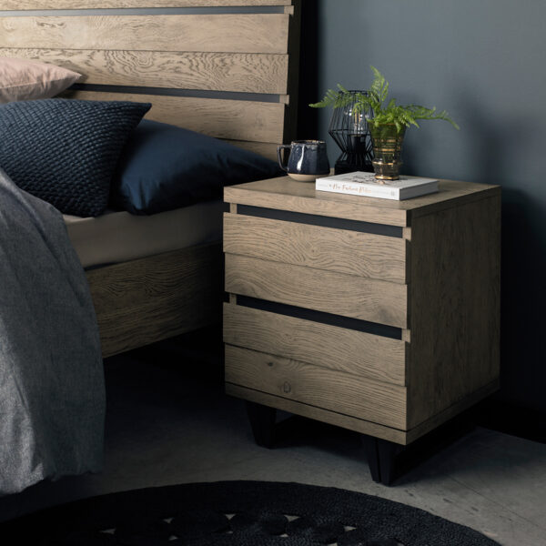 Wimborne Weathered Oak 2 Drawer Nightstand | Bedside Table