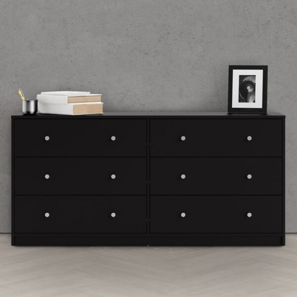 Elegance Chest of 6 Drawers (3+3) in Black | Self Assembly
