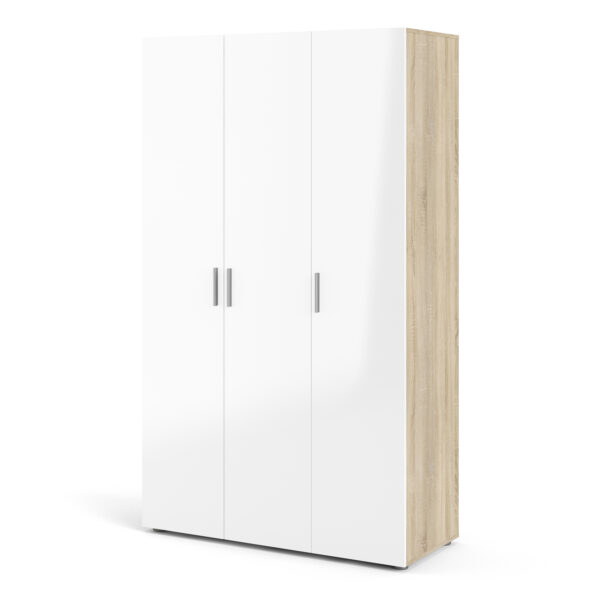 Rossi Wardrobe with 3 doors in Oak with White High Gloss