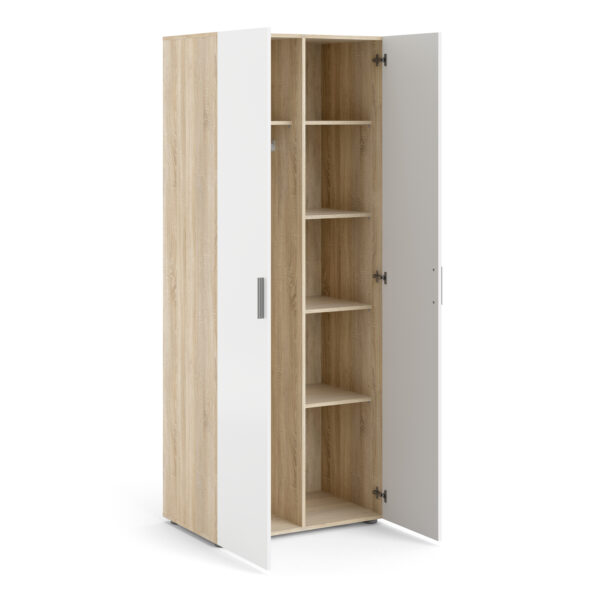 Rossi Wardrobe with 2 doors in Oak with White High Gloss