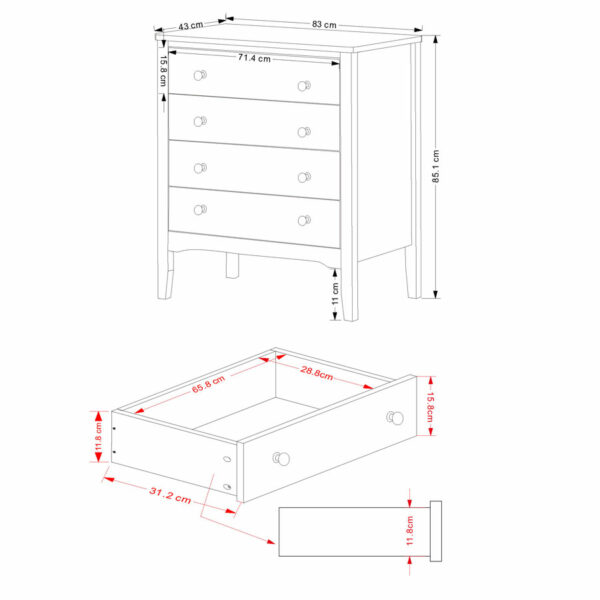 Saint Cloud 4 Drawer Chest | Blue