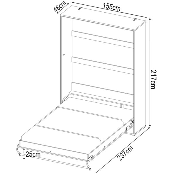 Vertical Wall Bed Concept 140cm | Grey Matt