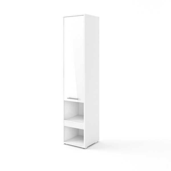 Vertical Wall Bed Concept 120cm with Storage Cabinet | White Gloss