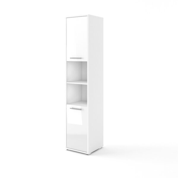 Vertical Wall Bed Concept 120cm with Storage Cabinet | White Gloss