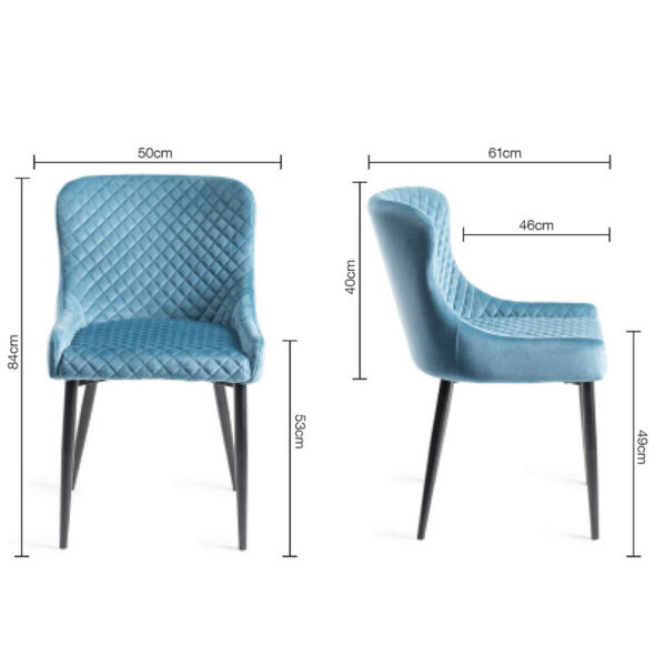 Calgary 6-8 Seat Extending Dining Table & 6 Petrol Blue Velvet Fabric Chairs | 190 - 240cm