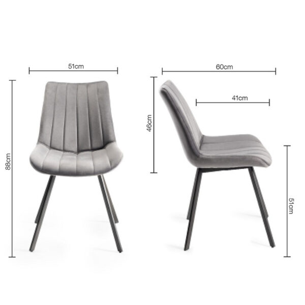 Calgary 4 Seater Dining Table & 4 Grey Velvet Fabric Chairs