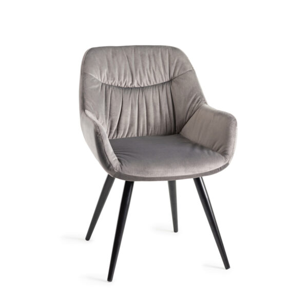 Calgary 4 Seater Dining Table & 4 Grey Velvet Fabric Chairs
