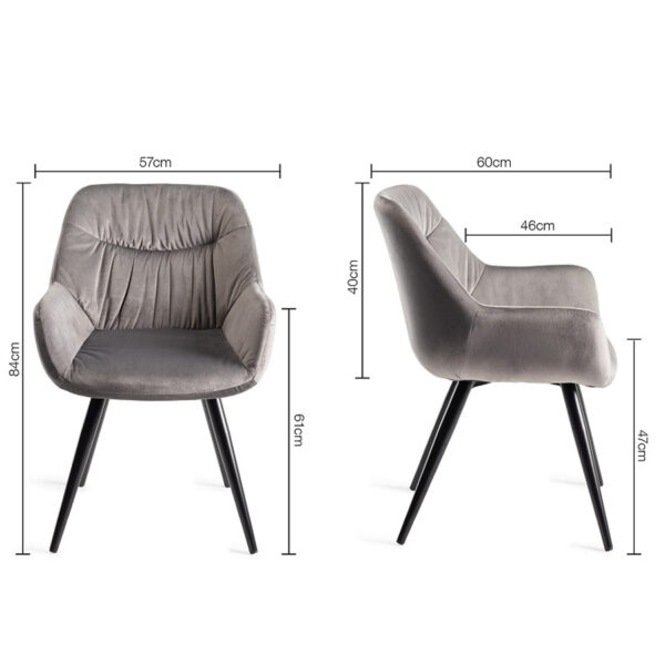 Calgary 4 Seater Dining Table & 4 Grey Velvet Fabric Chairs