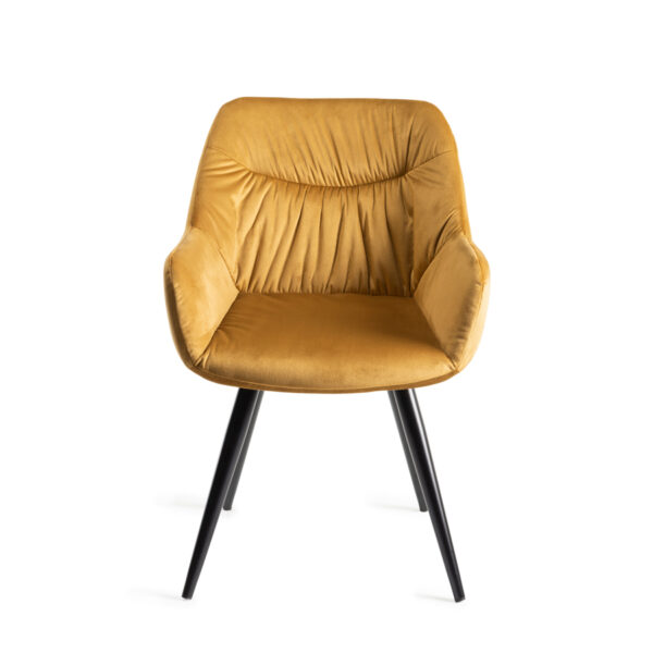 Yellow Calgary 4 Seater Dining Table & 4 Mustard Velvet Fabric Chairs